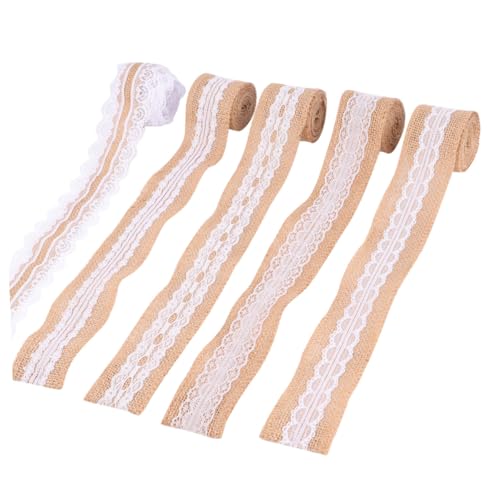 OSALADI 5 Rollen Dekorative Spitzenbänder Leinen für DIY Hochzeitsdekoration Handgefertigte Accessoires Retro und Langlebig für Bastelprojekte und Kreative Feiern OSALADI 5 Rollen Dekorative Spitzenbänder Leinen für DIY Hochzeitsdekoration Handgefertigte Accessoires Retro und Langlebig für Bastelprojekte und Kreative Feiern von OSALADI