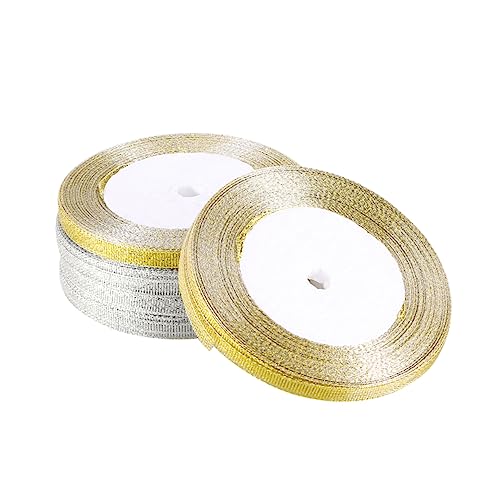 OSALADI 5 Rollen Geschenkband Glitzer Yards Metallic Dekorationsband für Kuchenverpackung Bastelarbeiten Hochzeiten und Partys Silber OSALADI 5 Rollen Geschenkband Glitzer Yards Metallic Dekorationsband für Kuchenverpackung Bastelarbeiten Hochzeiten und Partys Silber von OSALADI