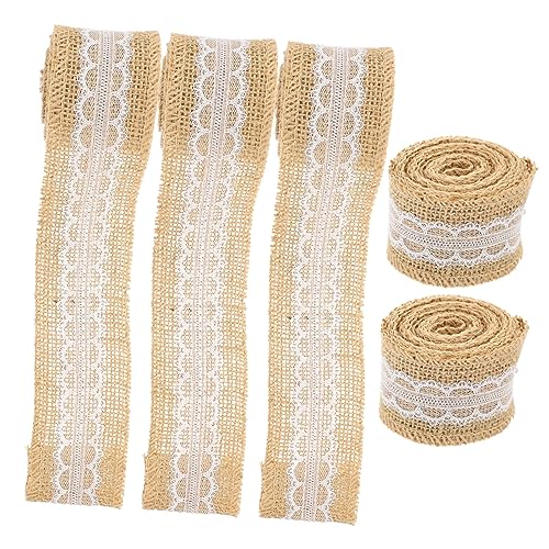 OSALADI 5 Rollen Jute Spitzenband Dekoratives Juteband für Diy Bastelprojekte Hochzeit und Partys Natürliches Material für Kreative Geschenkverpackungen und Festtagsdekorationen OSALADI 5 Rollen Jute Spitzenband Dekoratives Juteband für Diy Bastelprojekte Hochzeit und Partys Natürliches Material für Kreative Geschenkverpackungen und Festtagsdekorationen von OSALADI
