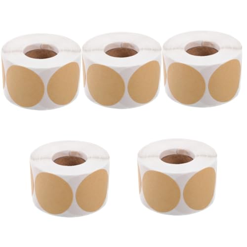 OSALADI 5 Rollen Runde Beschreibbare Kraftpapier Etiketten Selbstklebende Blanko Aufkleber für Namensschilder Klassifizierungssticker für Zuhause Büro und Veranstaltungen von OSALADI
