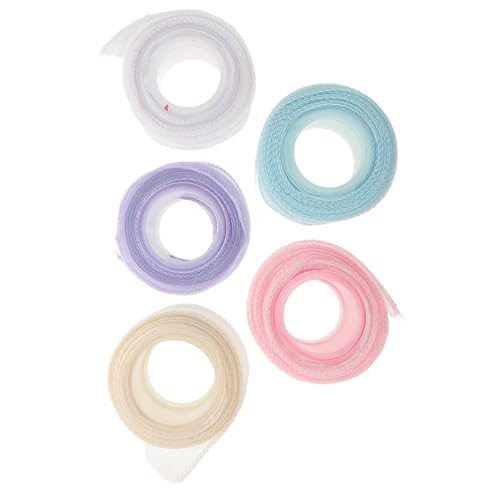 OSALADI 5 Rollen Verpackung Band Schimmerndes Bandband Party Dekorationen Farbe Organza-chiffonbänder Rosa Band Zum Verpacken Farbverlaufsbänder Spitzenband Chiffon Nylon von OSALADI