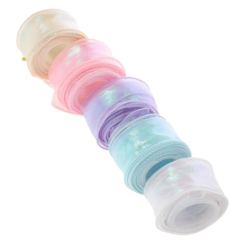 OSALADI 5 Rollen verpackung Band Dekorationen schimmerndes Bandband Chiffon-Wickelband bunt trimmt Blumenwickelband holografisches Band Netzband Farbverlaufsbänder Packband Nylon von OSALADI