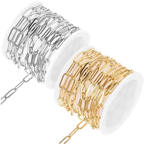 OSALADI 5 Sätze Büroklammerkette Schlüssel Schmuck Papier Kleine Kette Ketten Für Die Herstellung Von Halsketten Ersatz-halskettenkette Rostfreier Stahl 2 Stück * 5 von OSALADI