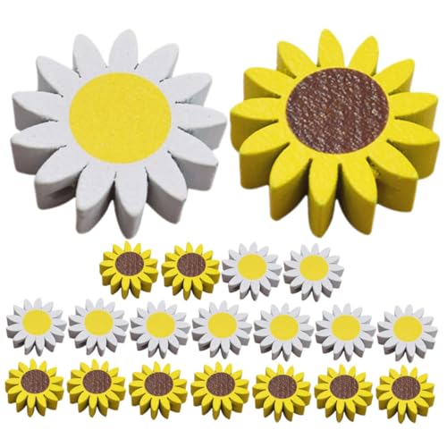 OSALADI 5 Sätze Hölzernperlen -girlandezubehör Süße Perlen Blumen- Mini -blumen Gänseblümchen-handwerk Party Holzperlen Für Armbänder Kleine Holzperlen Für Handwerk Lose Perle 20 Stück * 5 von OSALADI