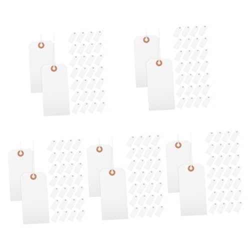 OSALADI 5 Sätze Markierungsetikett Leere Preisschilder Tags Für Die Kennzeichnung Hängend Tags Für Kleidung Beschreibbares Etikett Für Schmuck Papierstau Weiß 100 Stück * 5 von OSALADI
