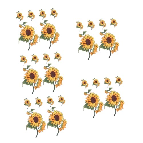 OSALADI 5 Sätze Sonnenblumen Tuch Aufkleber Stickerei Patch Bestickte Aufnäher Mit Sonnenblumen Für Dekorativ Nähen Namensaufnäher Bestickt Süßer Fleck Stichflecken Vlies Gelb 6 Stück * 5 von OSALADI