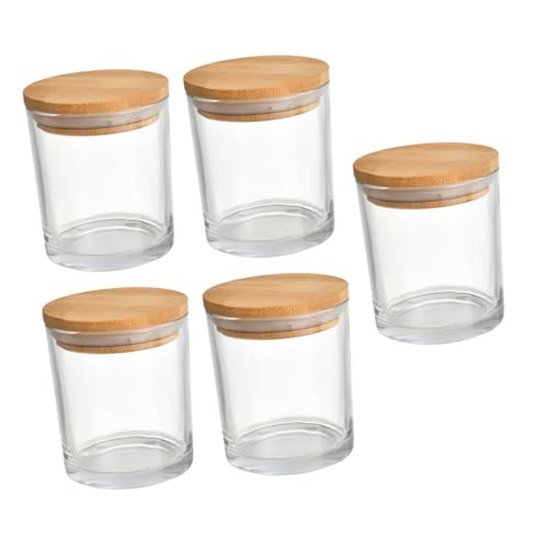 OSALADI 5 Sätze Transparente Glas Kerzengläser mit Bambusdeckel Luftdicht Verschließbar Vielseitig für Aromatherapie DIY Kerzenherstellung Gewürz und Trockenpulveraufbewahrung Langlebig OSALADI 5 Sätze Transparente Glas Kerzengläser mit Bambusdeckel Luftdicht Verschließbar Vielseitig für Aromatherapie DIY Kerzenherstellung Gewürz und Trockenpulveraufbewahrung Langlebig von OSALADI