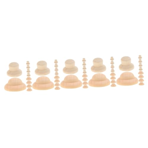 OSALADI 5 Sätze Unvollendete Peg-puppenmütze Miniatur-puppenhüte Puppenhüte Für Handwerk Bemalte Peg-puppenmütze Hut Für Peg-puppen Graffiti-peg-puppenhut Beige Holz 40 Stück * 5 von OSALADI