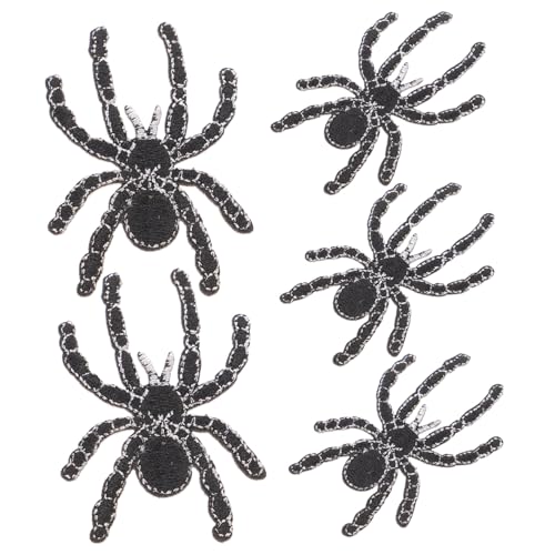 OSALADI 5 Stck Teiliges Bestickte Cartoon Spinnen Patches Lebensechte Nähapplikationen für Kleidung Jeans DIY Dekoration für Halloween Partys und Alltagsmode von OSALADI