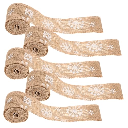 OSALADI 5 Stück Bedrucktes Leinenband Weihnachts Sackleinenband Rot Weiß Blaue Bandnadeln Beleuchtete Weihnachtsboxen Weiße Bandornamente Weihnachtsboxen Mit Deckel von OSALADI