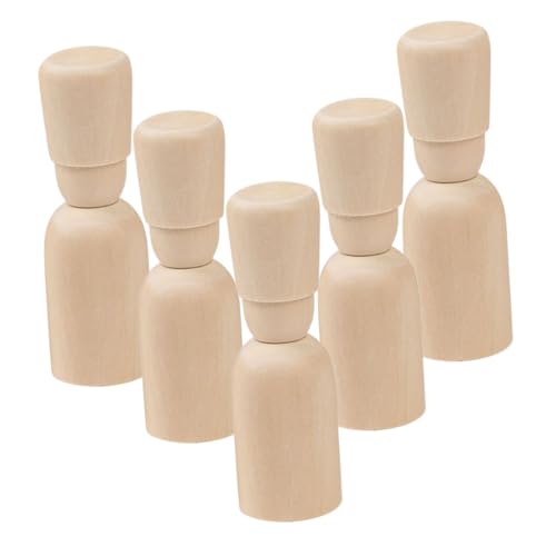 OSALADI 5 Stück Log Farbe Kleiner Holzmann Holzfiguren Zum Bemalen Dekorative Puppen Leute Pfeifen Diy-graffiti-puppe Puppen Aus Holz Holzstifte Holzpuppe Holzleute Beige von OSALADI
