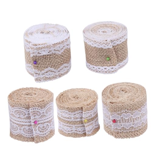 OSALADI 5 Stück Natur Juteband Spitzenband Roll DIY Basteln Hochzeit Dekoration Rustikal Langlebig Natürlicher Leinenstoff Retro Braun OSALADI 5 Stück Natur Juteband Spitzenband Roll DIY Basteln Hochzeit Dekoration Rustikal Langlebig Natürlicher Leinenstoff Retro Braun von OSALADI