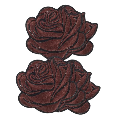 OSALADI 5 Stück Rosenbeet Flicken Für Kleidung Patch Nähen Kleiderflicken Rosenapplikationen Blume Stickerei Rosenfleck Gestickte Aufnäher Sticken Jackenflicken Stoff Baumwolle Brown von OSALADI