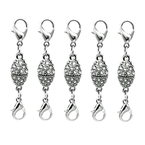 OSALADI 5 Stück Shaped Hummer Clip Magnetverschluss mit Strass Kreative Schmuckverschlüsse für Diy Armbänder Silberfarbene Kettenverschlüsse von OSALADI