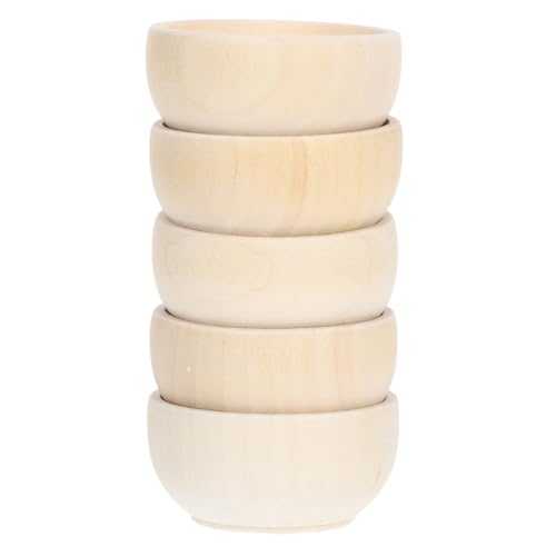 OSALADI 5 Stück Teiliges Mini Holzschalen aus Natürlichem Holz Glatte Oberfläche Langlebig und Sicher für DIY Bastelprojekte und Kreative Kinderaktivitäten Vielseitige Dekoration von OSALADI