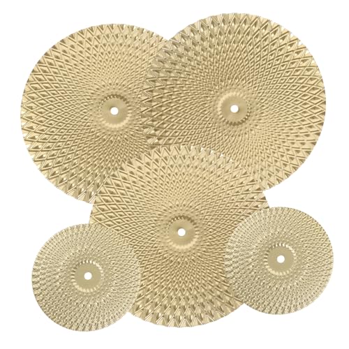 OSALADI 5 Stück Teiliges Set Goldene Wanddekoration Runde Metallplatten zur Raumgestaltung Moderne Wandkunst für Wohnzimmer Badezimmer und OSALADI 5 Stück Teiliges Set Goldene Wanddekoration Runde Metallplatten zur Raumgestaltung Moderne Wandkunst für Wohnzimmer Badezimmer und von OSALADI