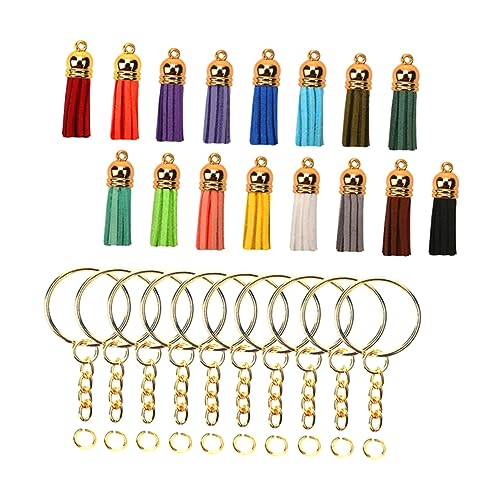 OSALADI 50 Sätze Teiliges Diy Schlüsselanhänger mit Quasten Schlüsselringen und Offenen Binderingen für Kreative Bastelprojekte und Dekoration von Taschen Handys und von OSALADI