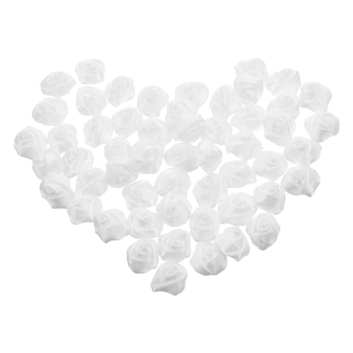 OSALADI 50 Stück Band Rosenknospen Weihnachtsband Blumen Satinblumen Bandrosen Zum Basteln Polyester Weiß von OSALADI