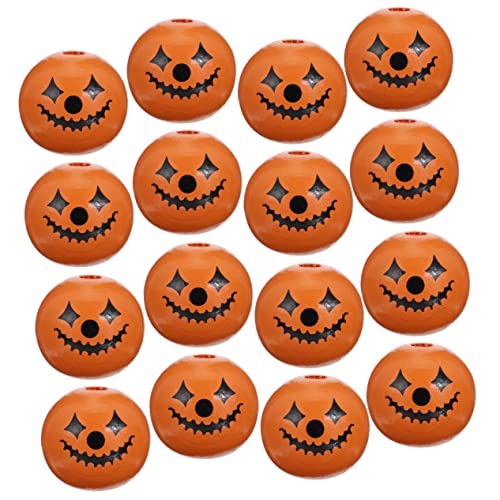 OSALADI 50 Stück Halloween Holzperlen mit Gesichtsdesign Dekorative Spacer Beads für DIY Schmuck und Bastelprojekte für Partys und Einzigartige Handarbeiten von OSALADI