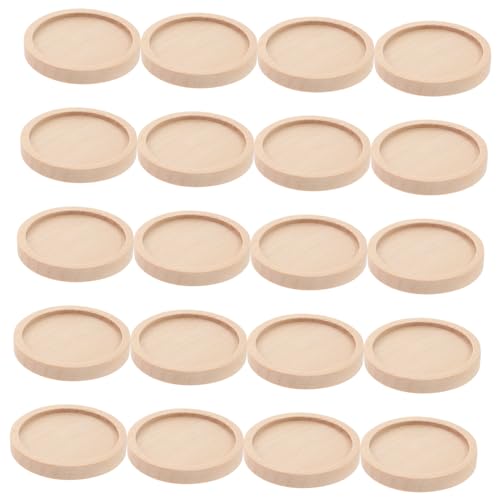 OSALADI 50 Stück Holz Tretlager Größen Schmuck Lünettentablett Rund Retro Vintage Tablett Kits Basteln Für Schlüsselnummern Stifttabletts Bastelsockel Antik Focal Khaki von OSALADI