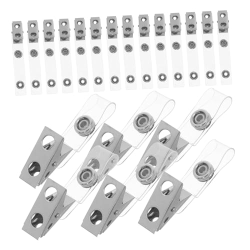OSALADI 50 Stück Metallbadge Clips mit Klaren PVC Riemen Doppel Loch für Namensschilder Arbeitskarten Bürobedarf Langlebig und OSALADI 50 Stück Metallbadge Clips mit Klaren PVC Riemen Doppel Loch für Namensschilder Arbeitskarten Bürobedarf Langlebig und von OSALADI