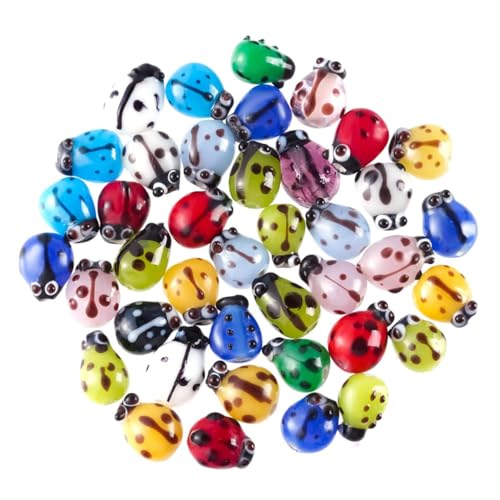 OSALADI 50 Stück Mischfarben Schmuckperlen für Diy Armbänder Handgemachte Glasperlen mit Muster für Bastelarbeiten und Schmuckdesigns von OSALADI