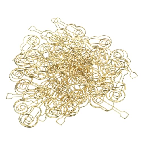 OSALADI 50 Stück Papierclips für Büro Jumbo Büro Büroklammern Hochzeit Büroklammern Mini-Geigenklammern Büroklammern bunt schicke Büroklammern Violine-Büroklammer Metall Golden von OSALADI