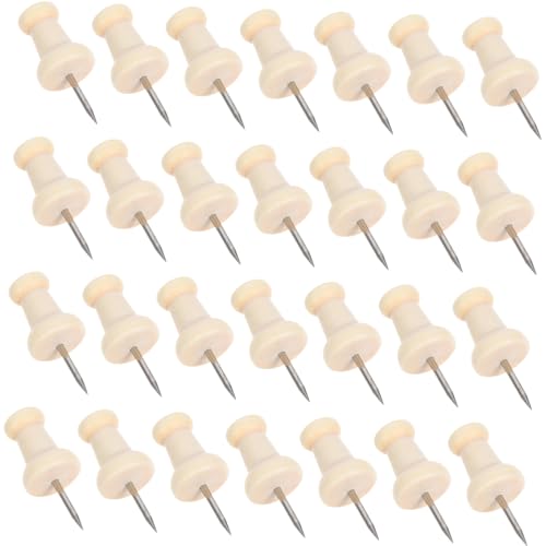 OSALADI 50 Stück Patchwork Fixing Nadel Push -Brett Stecknadeln Für Korktafel Hölzerne Reißnägel Dekorative Tacks Zubehör Für Korkplatten Stifte Daumennägel Protokoll Beige von OSALADI