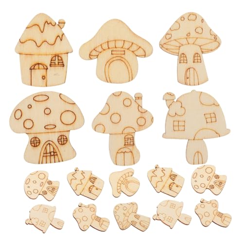 OSALADI 50 Stück Pilzholzscheiben Pilze Zum Basteln Pilzhandwerk Pilze Basteln Pilzschmuck Aus Holz Hölzerne Pilzverzierung Holzpilze Pilz Handwerk Pilzausschnitte Pappelbrett Beige von OSALADI
