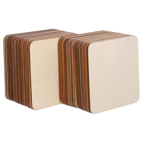 OSALADI 50 Stück Quadratische Holzplatten Naturbelassen Holzrohlinge Quadratische Holzstücke für DIY Basteln Malerei Gravur Kreative Holzdekorationen von OSALADI