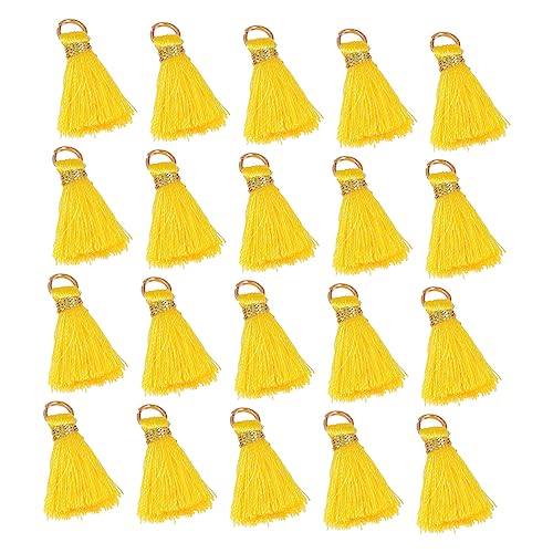 OSALADI 50 Stück Quasten Jumbo Party Beute Stichworte Schlüsselanhänger Reiz Anhängerzubehör Bastelquaste kleine Quaste Mini-Quaste DIY Quaste Schlüsselkettenzubehör Rayon Gelb von OSALADI