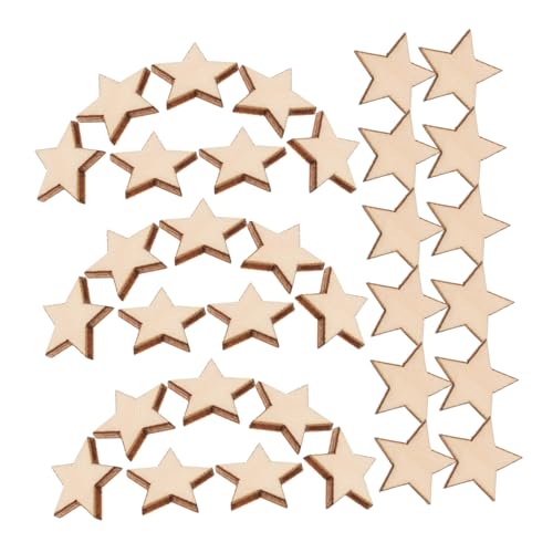 OSALADI 50 Stück Stern Deko Holzspäne Unbehandelt Holzstern Zuckerstange Weihnachtsdekoration Holzsterne Rote Und Silberne Weihnachtsornamente Magnetische Sterne Bastelsterne von OSALADI