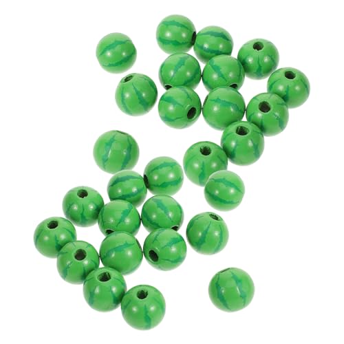 OSALADI 50 Stück Wassermelonenperlen Schmuck runden Spacer klein Basteln von Perlen Holzperlen Armbänder Perlen DIY liefert Anhänger für Armbänder Perlen zum Basteln runde lose Perlen Grün von OSALADI