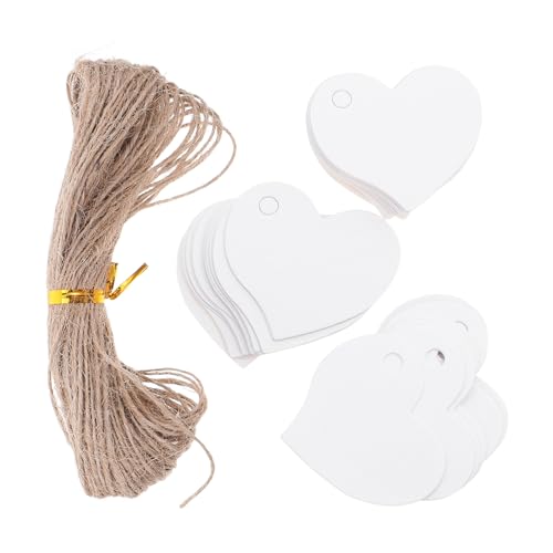 OSALADI 500 Stück Herzförmige Geschenkanhänger aus Natur-kraftpapier mit Juteschnur Blanko Preisschilder zum Beschriften für Hochzeit Party DIY Projekte und Geschenkverpackung von OSALADI