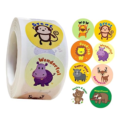 OSALADI 500 Stück Tiermotiv Aufkleberrolle Selbstklebende Etiketten in Bunten Designs für Partyverpackung Bastelprojekte und Lebensmittelverpackungen OSALADI 500 Stück Tiermotiv Aufkleberrolle Selbstklebende Etiketten in Bunten Designs für Partyverpackung Bastelprojekte und Lebensmittelverpackungen von OSALADI