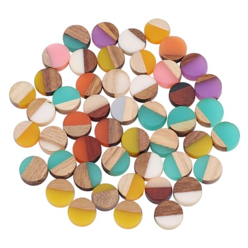 OSALADI 50Stücke Holz Mit Harz Cabochons Charms Für DIY Schmuck Für Halsketten Ohrringe Und Bastelprojekte Vielseitiges Kunsthandwerksmaterial Gemischte von OSALADI