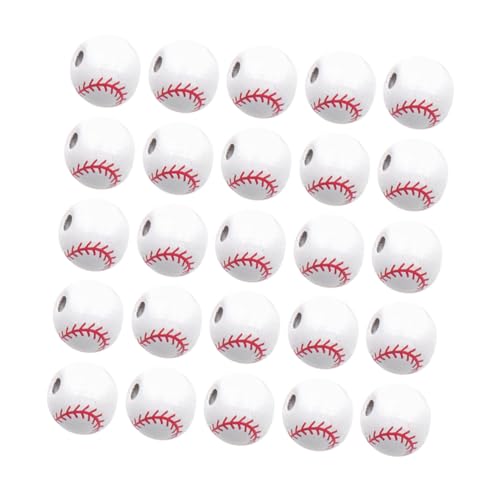 OSALADI 50Stücke Holzperlen DIY Schmuckperlen Für Armbänder Baseball Design Runde Lose Perlen Für Halsketten Und Dekorationen Für Handwerksprojekte von OSALADI
