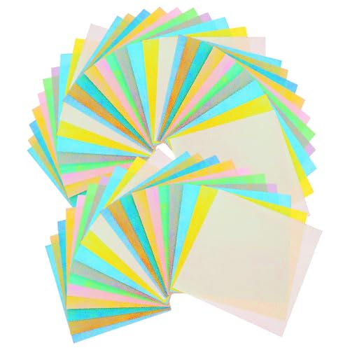 OSALADI 50Stücke Schillerndes Faltpapier Quadratisch Farben Irisierendes Bastelpapier für DIY Handwerksprojekte Sicher und von OSALADI