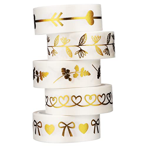OSALADI 5Rollen Dekoratives Klebeband Folie Washi Tape für Scrapbooking Geschenkverpackung und DIY Kunsthandwerk Selbstklebend Wiederverwendbar Stark Haftend von OSALADI