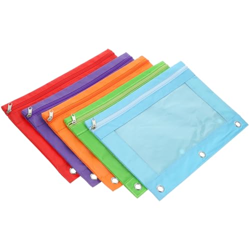 OSALADI 5Stücke Binder Bleistiftbeutel mit Reißverschluss Praktische Büro Ordnertasche Vielseitiger Stifthalter für und Stifte in Verschiedenen Farben für Büro und Schule von OSALADI