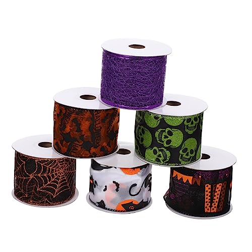 OSALADI 6 Rollen Halloween Dekorationsband Set DIY Ripsband für Halloween Bastelprojekte Vielseitig Einsetzbar für Kränze und Tischdekorationen Strapazierfähigem OSALADI 6 Rollen Halloween Dekorationsband Set DIY Ripsband für Halloween Bastelprojekte Vielseitig Einsetzbar für Kränze und Tischdekorationen Strapazierfähigem von OSALADI