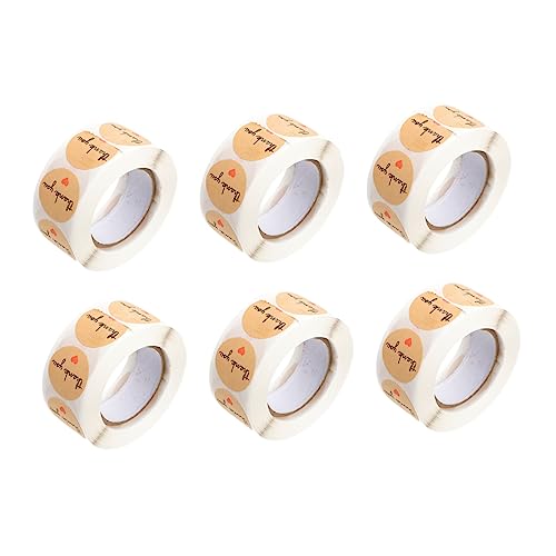 OSALADI 6 Rollen Kraftpapier Aufkleber Selbstklebende Siegelsticker für Tüten und Verpackungen Aufkleber pro für und Dekoration für Thanksgiving Vielseitig Einsetzbar von OSALADI