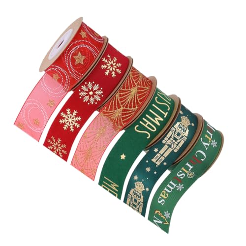 OSALADI 6 Rollen Weihnachtsband Breit Robustes Drahtverstärktes Geschenkband mit Festlichen Motiven Vielseitig für Geschenkverpackung DIY Kränze Schleifen und Weihnachtsdekorationen OSALADI 6 Rollen Weihnachtsband Breit Robustes Drahtverstärktes Geschenkband mit Festlichen Motiven Vielseitig für Geschenkverpackung DIY Kränze Schleifen und Weihnachtsdekorationen von OSALADI
