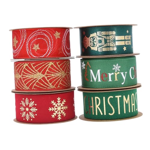OSALADI 6 Rollen Weihnachtsband Goldfolien-dekoratives Geschenkband für Verpackung DIY Bastelprojekte Festliche Weihnachtsdekorationen Schleifen Bänder OSALADI 6 Rollen Weihnachtsband Goldfolien-dekoratives Geschenkband für Verpackung DIY Bastelprojekte Festliche Weihnachtsdekorationen Schleifen Bänder von OSALADI