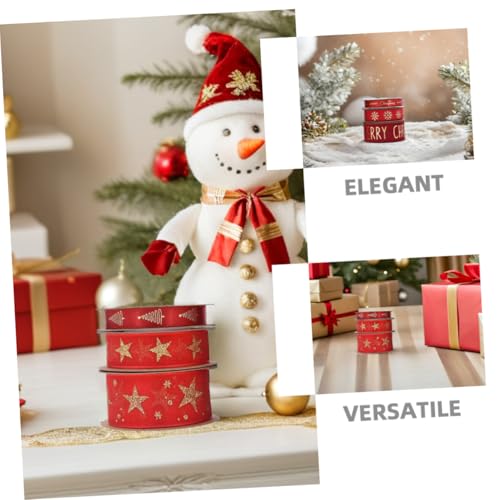 OSALADI 6 Rollen Weihnachtsband Rot Satin mit Goldfolie Breites Glitzer Mesh Geschenkband für Geschenkverpackung Obstbox Dekoration Basteln Party DIY Zubehör von OSALADI