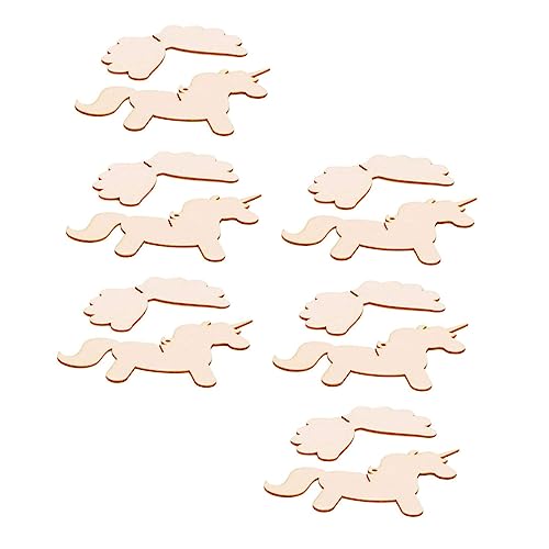 OSALADI 6 Sätze Teiliges Set Runde Holzscheiben Einhorn Anhänger Naturbelassenem Holz mit Aufhängeschnur zum Bemalen DIY Bastelset für Dekoration von OSALADI