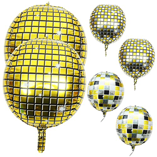 OSALADI 6 Stück Disko Ballon Aluminiumfolie Goldene Discokugel für Geburtstagsfeiern Partydekoration Leichte und Langlebige Luftballons für Cake Toppers und Festliche Anlässe von OSALADI