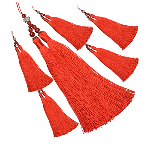 OSALADI 6 Stück Flötenanhänger mit Quasten Handgefertigte Instrumenten Dekoration Rote Quasten Ornamente für Schlüssel Taschen und Mehr OSALADI 6 Stück Flötenanhänger mit Quasten Handgefertigte Instrumenten Dekoration Rote Quasten Ornamente für Schlüssel Taschen und Mehr von OSALADI