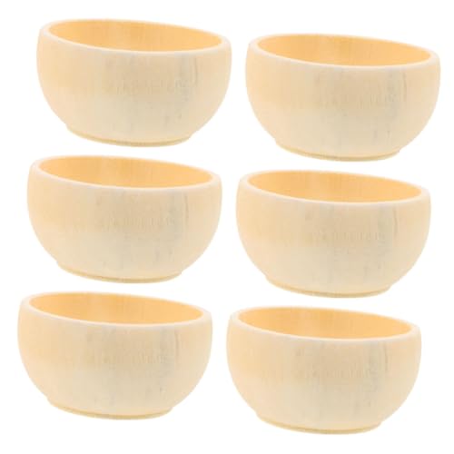 OSALADI 6 Stück Holzschalenzubehör Kleine Schüssel Handwerk Schüsseln Geschirr dekorativ unfertige Holzschalen Unbemalte Schalen unbemalte Holzschalen hölzern von OSALADI