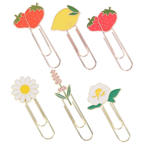 OSALADI 6 Stück Kreative Obst Form Büroklammern aus Metall Niedliche Papierclips für Dokumente Lesezeichen und Schulbedarf für Büro und Schule von OSALADI